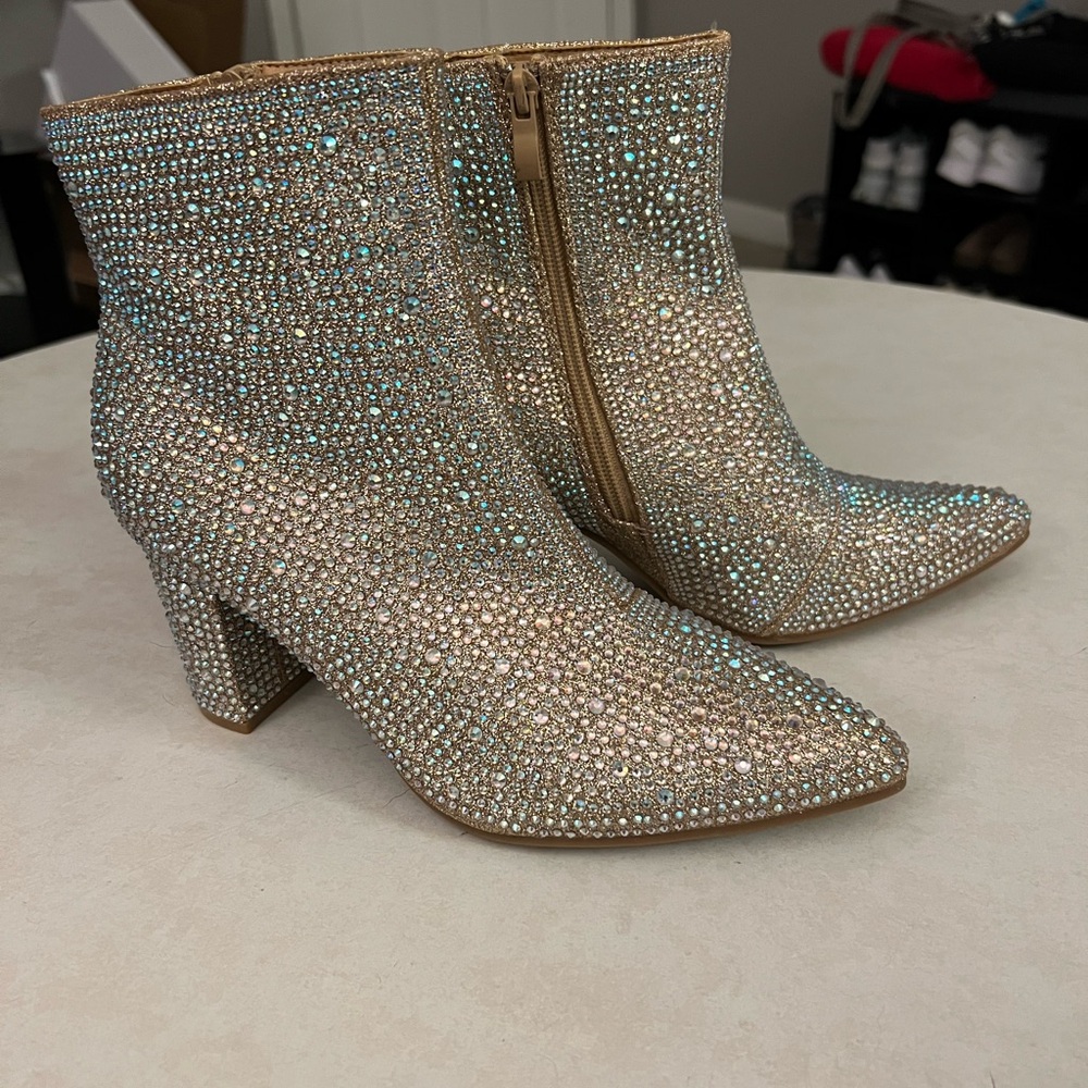 Sparkling Rhinestone Ankle Boots
